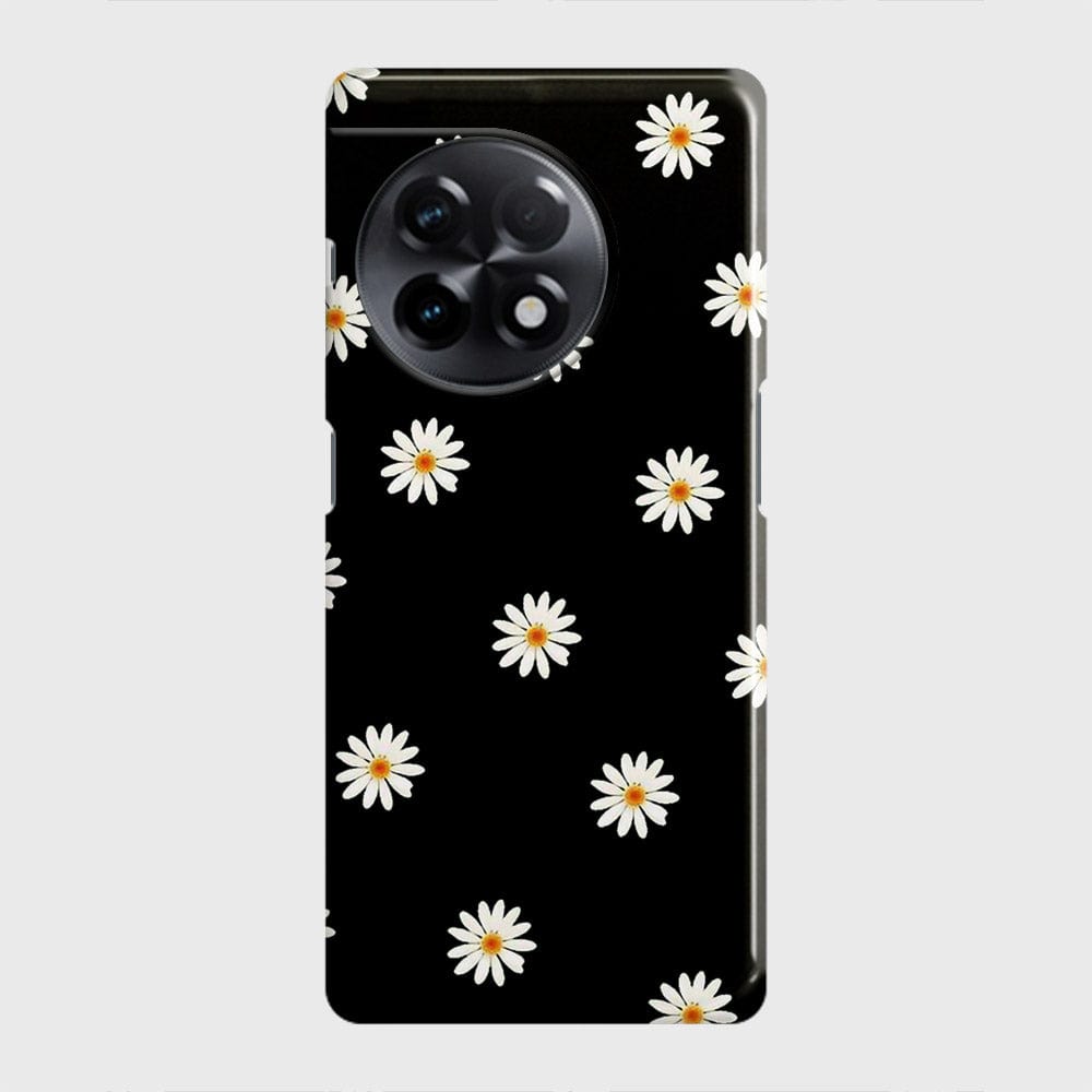 OnePlus Ace 2 Cover - White Bloom Flowers with Black Background Printed Hard Case with Life Time Colors Guarantee