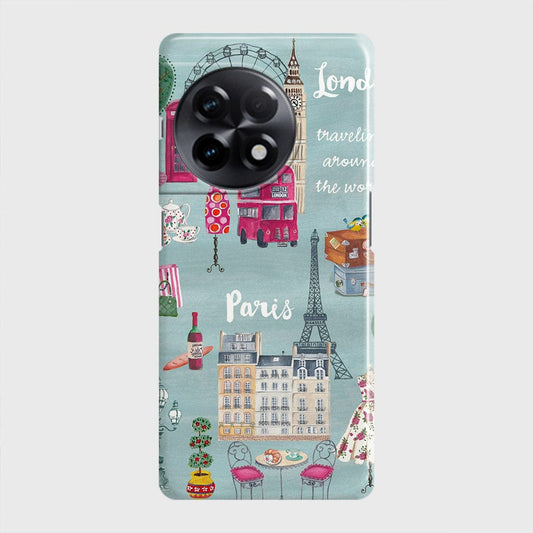 OnePlus Ace 2 Cover - London, Paris, New York ModernPrinted Hard Case with Life Time Colors Guarantee