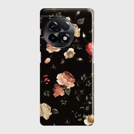 OnePlus 11R Cover - Dark Rose Vintage Flowers Printed Hard Case with Life Time Colors Guarantee