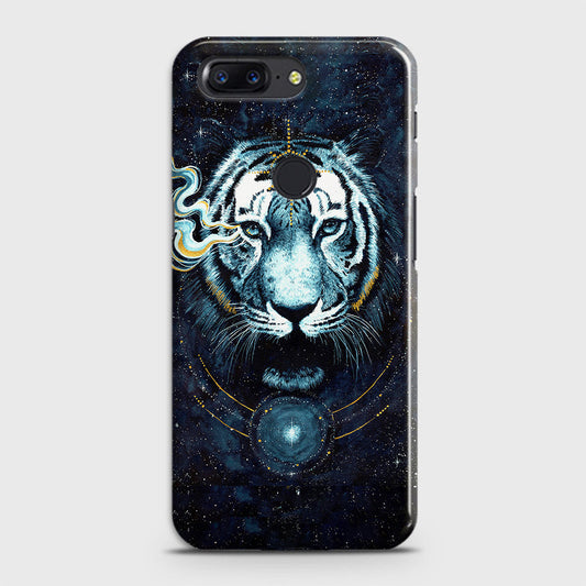 OnePlus 5T Cover - Vintage Galaxy Tiger Printed Hard Case with Life Time Colors Guarantee
