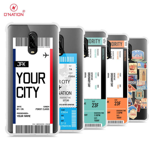 OnePlus 6T Cover - Personalised Boarding Pass Ticket Series - 5 Designs - Clear Phone Case - Soft Silicon Borders