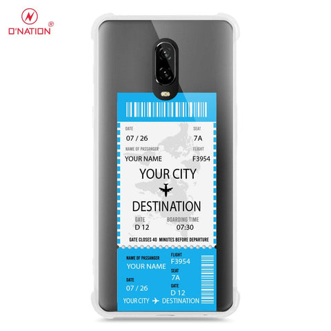 OnePlus 6T Cover - Personalised Boarding Pass Ticket Series - 5 Designs - Clear Phone Case - Soft Silicon Borders