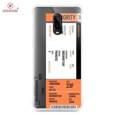 OnePlus 6T Cover - Personalised Boarding Pass Ticket Series - 5 Designs - Clear Phone Case - Soft Silicon Borders