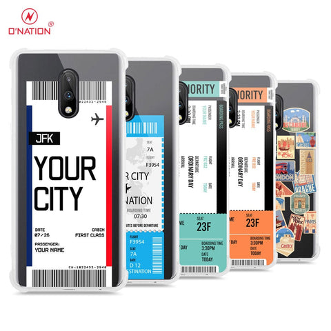 OnePlus 7 Cover - Personalised Boarding Pass Ticket Series - 5 Designs - Clear Phone Case - Soft Silicon Borders