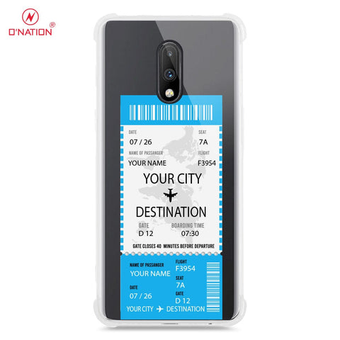 OnePlus 7 Cover - Personalised Boarding Pass Ticket Series - 5 Designs - Clear Phone Case - Soft Silicon Borders