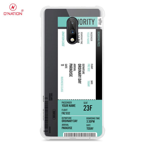 OnePlus 7 Cover - Personalised Boarding Pass Ticket Series - 5 Designs - Clear Phone Case - Soft Silicon Borders
