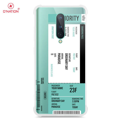 OnePlus 8 4G Cover - Personalised Boarding Pass Ticket Series - 5 Designs - Clear Phone Case - Soft Silicon Borders