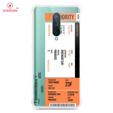 OnePlus 8 4G Cover - Personalised Boarding Pass Ticket Series - 5 Designs - Clear Phone Case - Soft Silicon Borders