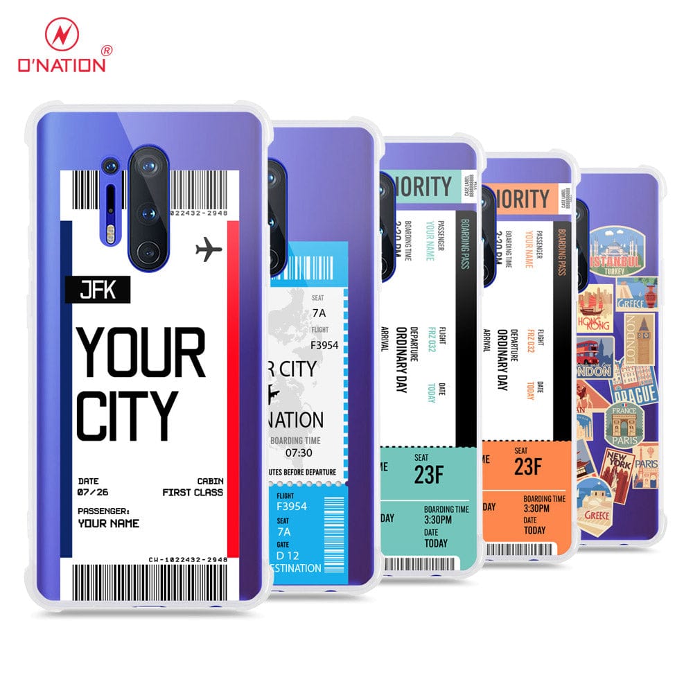 OnePlus 8 Pro Cover - Personalised Boarding Pass Ticket Series - 5 Designs - Clear Phone Case - Soft Silicon Borders