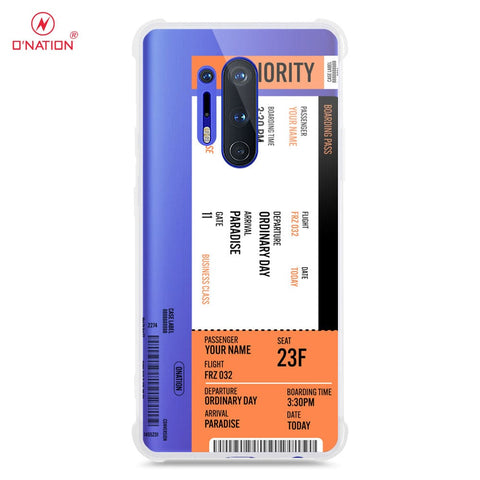 OnePlus 8 Pro Cover - Personalised Boarding Pass Ticket Series - 5 Designs - Clear Phone Case - Soft Silicon Borders