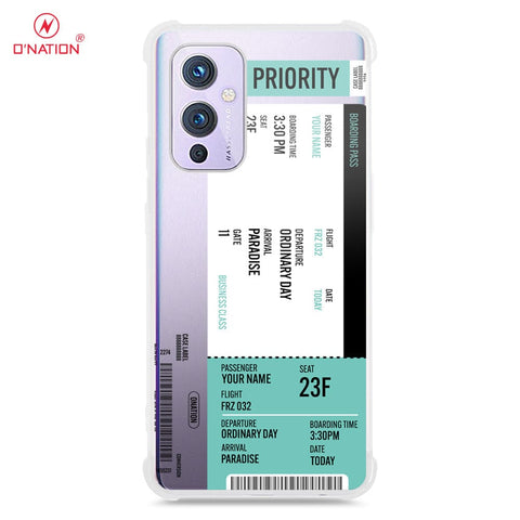 OnePlus 9 Cover - Personalised Boarding Pass Ticket Series - 5 Designs - Clear Phone Case - Soft Silicon Borders