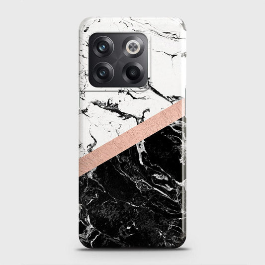 OnePlus Ace Pro Cover - Black & White Marble With Chic RoseGold Strip Case with Life Time Colors Guarantee
