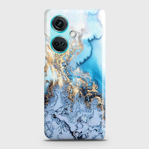 OnePlus Nord CE3 Cover - Trendy Golden & Blue Ocean Marble Printed Hard Case with Life Time Colors Guarantee