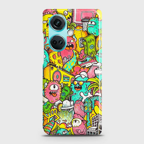 OnePlus Nord CE3 Cover - Candy Colors Trendy Sticker Collage Printed Hard Case with Life Time Colors Guarantee