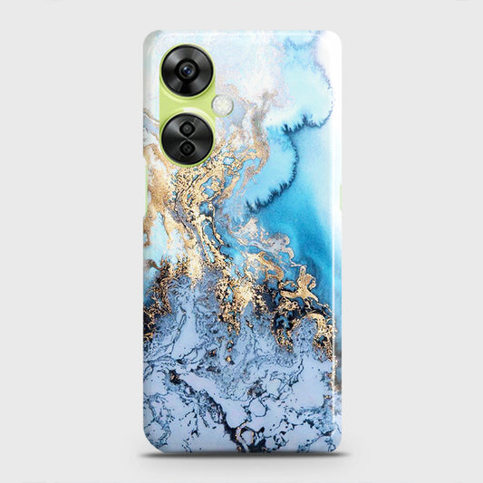 OnePlus Nord CE 3 Lite Cover - Trendy Golden & Blue Ocean Marble Printed Hard Case with Life Time Colors Guarantee
