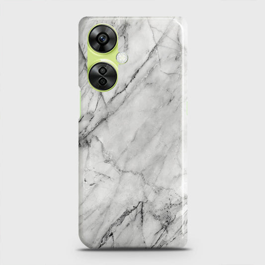 OnePlus Nord CE 3 Lite Cover - Trendy White Marble Printed Hard Case with Life Time Colors Guarantee