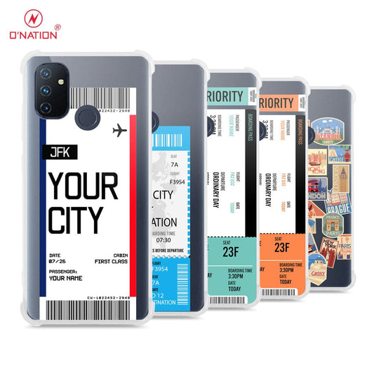 OnePlus Nord N100 Cover - Personalised Boarding Pass Ticket Series - 5 Designs - Clear Phone Case - Soft Silicon Borders