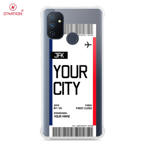 OnePlus Nord N100 Cover - Personalised Boarding Pass Ticket Series - 5 Designs - Clear Phone Case - Soft Silicon Borders