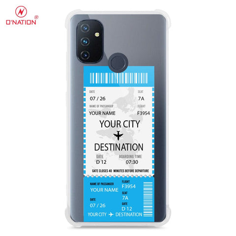 OnePlus Nord N100 Cover - Personalised Boarding Pass Ticket Series - 5 Designs - Clear Phone Case - Soft Silicon Borders