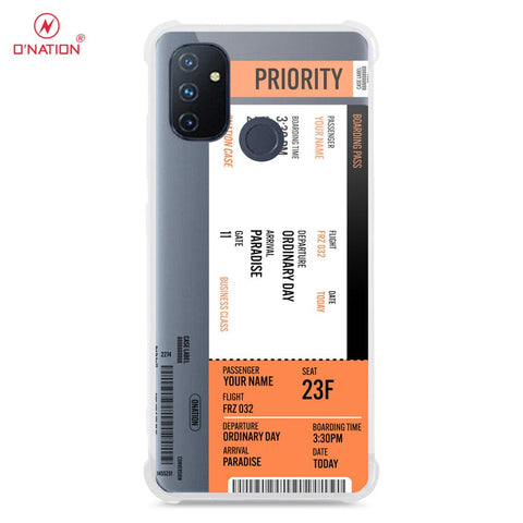 OnePlus Nord N100 Cover - Personalised Boarding Pass Ticket Series - 5 Designs - Clear Phone Case - Soft Silicon Borders