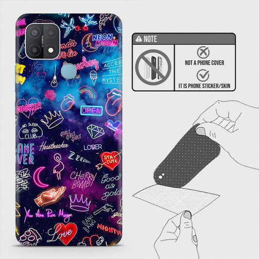 Oppo A15 Back Skin - Design 1 - Neon Galaxy Skin Wrap Back Sticker Without Sides