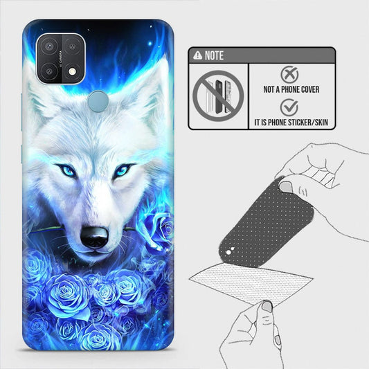 Oppo A15s Back Skin - Design 2 - Vintage Galaxy Wolf Skin Wrap Back Sticker Without Sides
