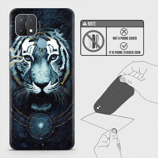 Oppo A15 Back Skin - Design 4 - Vintage Galaxy Tiger Skin Wrap Back Sticker Without Sides