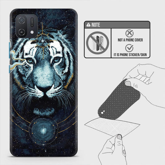Oppo A16K Back Skin - Design 4 - Vintage Galaxy Tiger Skin Wrap Back Sticker Without Sides