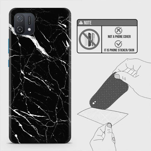 Oppo A16K Back Skin - Design 6 - Trendy Black Marble Skin Wrap Back Sticker Without Sides