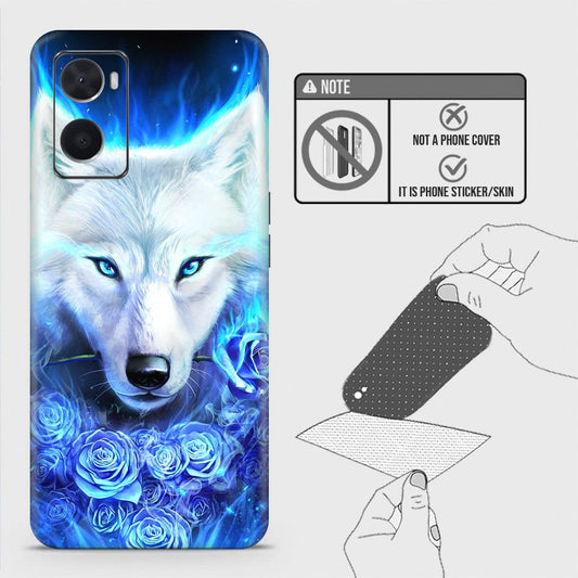Oppo A76 Back Skin - Design 2 - Vintage Galaxy Wolf Skin Wrap Back Sticker Without Sides