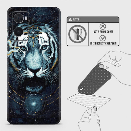 Oppo A76 Back Skin - Design 4 - Vintage Galaxy Tiger Skin Wrap Back Sticker Without Sides