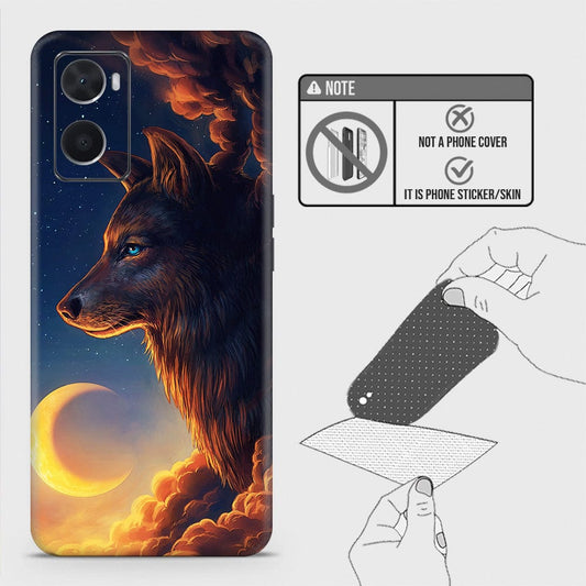 Oppo A76 Back Skin - Design 5 - Mighty Wolf Skin Wrap Back Sticker Without Sides