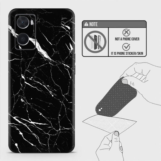 Oppo A36 Back Skin - Design 6 - Trendy Black Marble Skin Wrap Back Sticker Without Sides