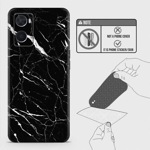 Oppo A36 Back Skin - Design 6 - Trendy Black Marble Skin Wrap Back Sticker Without Sides