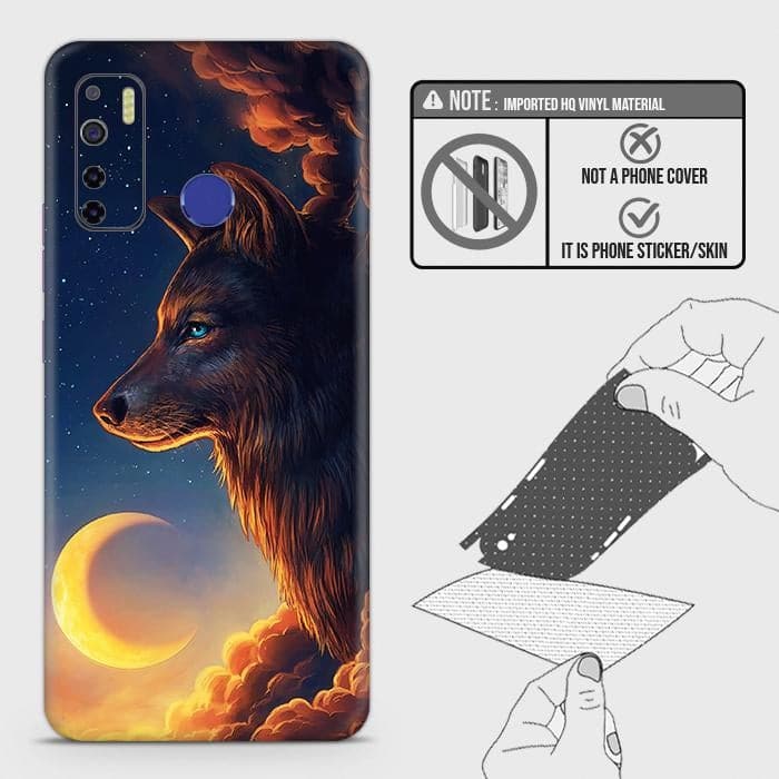 Infinix Hot 9 Only Back Skin - Design 5 - Mighty Wolf Skin Wrap Back Sticker