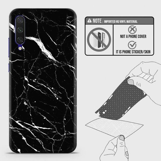 Xiaomi Mi 9 Lite Back Skin - Design 6 - Trendy Black Marble Skin Wrap Back Sticker