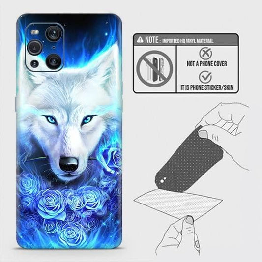 Oppo Find X3 Back Skin - Design 2 - Vintage Galaxy Wolf Skin Wrap Back Sticker Without Sides