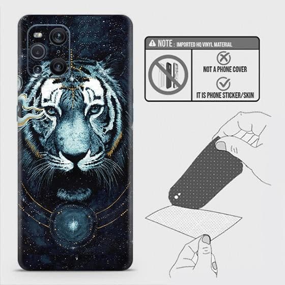 Oppo Find X3 Back Skin - Design 4 - Vintage Galaxy Tiger Skin Wrap Back Sticker Without Sides