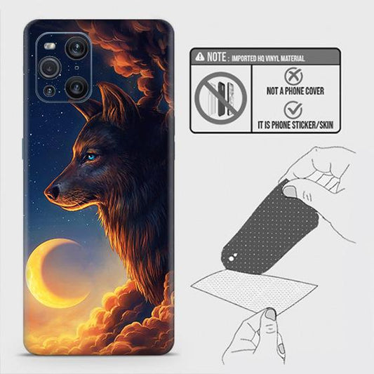Oppo Find X3 Back Skin - Design 5 - Mighty Wolf Skin Wrap Back Sticker Without Sides