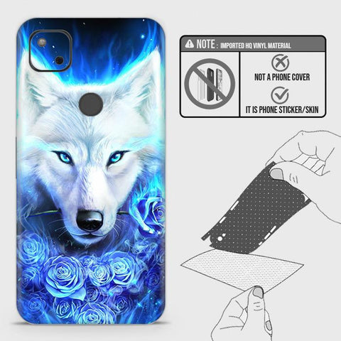 Google Pixel 4a 4G Back Skin - Design 2 - Vintage Galaxy Wolf Skin Wrap Back Sticker