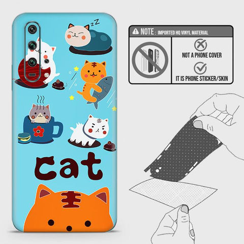 Honor 20 Pro Back Skin - Design 3 - Cute Lazy Cate Skin Wrap Back Sticker