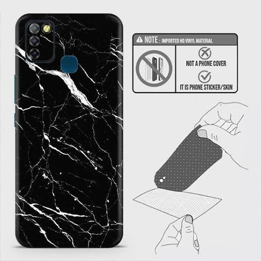 Infinix Hot 10 Lite Back Skin - Design 6 - Trendy Black Marble Skin Wrap Back Sticker Without Sides