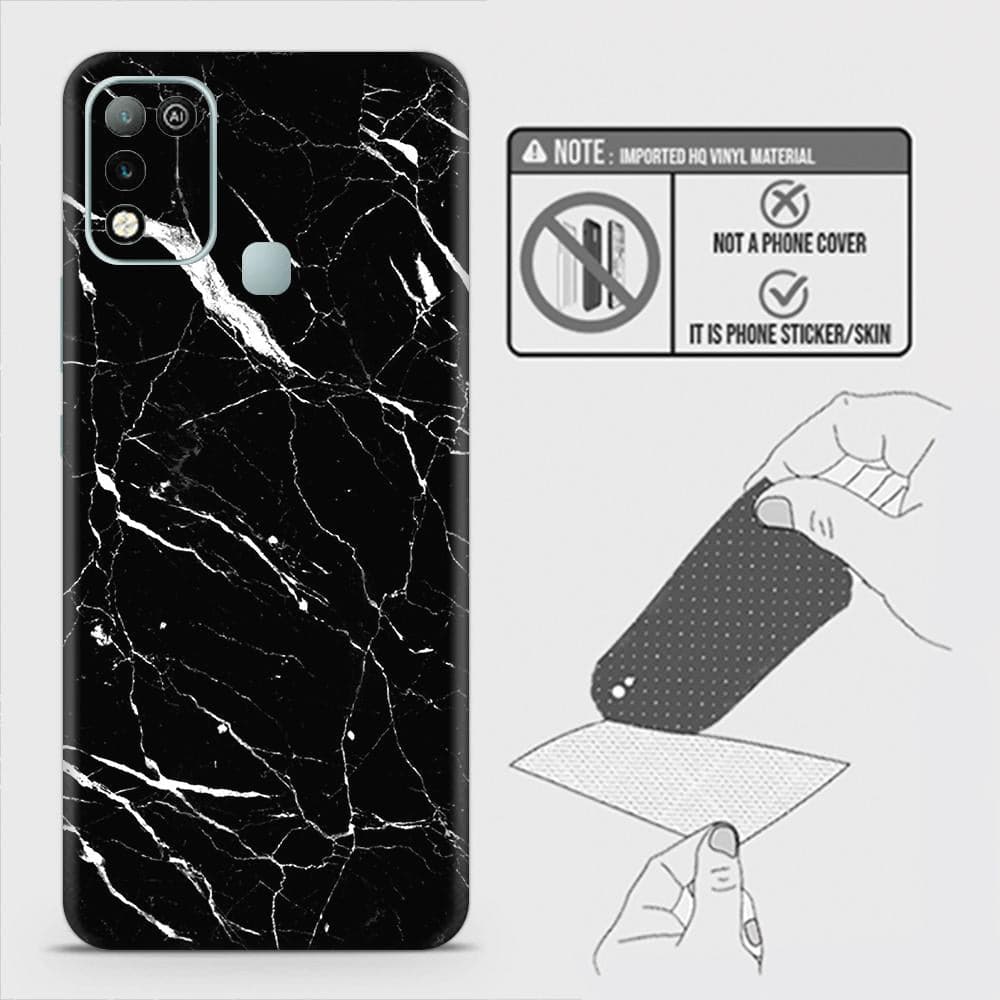 Infinix Hot 10 Play Back Skin - Design 6 - Trendy Black Marble Skin Wrap Back Sticker Without Sides