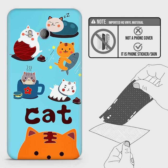 HTC U11 Back Skin - Design 3 - Cute Lazy Cate Skin Wrap Back Sticker