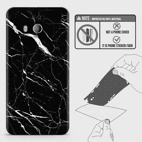 HTC U11 Back Skin - Design 6 - Trendy Black Marble Skin Wrap Back Sticker