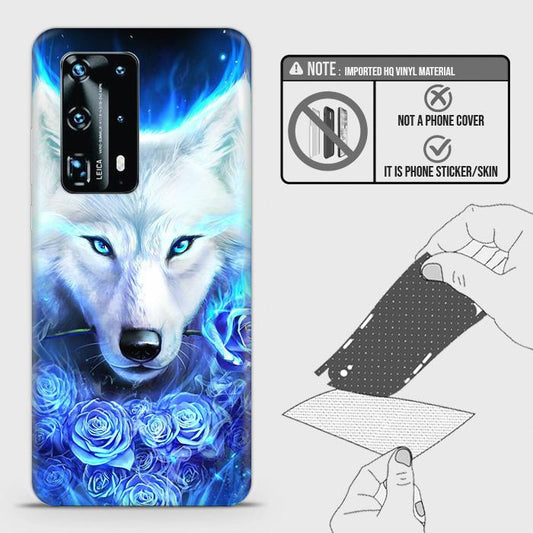 Huawei P40 Pro Plus Back Skin - Design 2 - Vintage Galaxy Wolf Skin Wrap Back Sticker