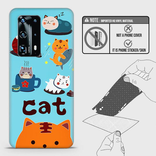 Huawei P40 Pro Plus Back Skin - Design 3 - Cute Lazy Cate Skin Wrap Back Sticker