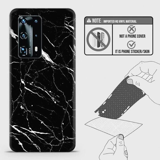 Huawei P40 Pro Plus Back Skin - Design 6 - Trendy Black Marble Skin Wrap Back Sticker