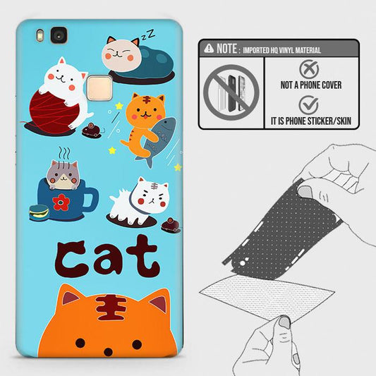 Huawei P9 Lite Back Skin - Design 3 - Cute Lazy Cate Skin Wrap Back Sticker