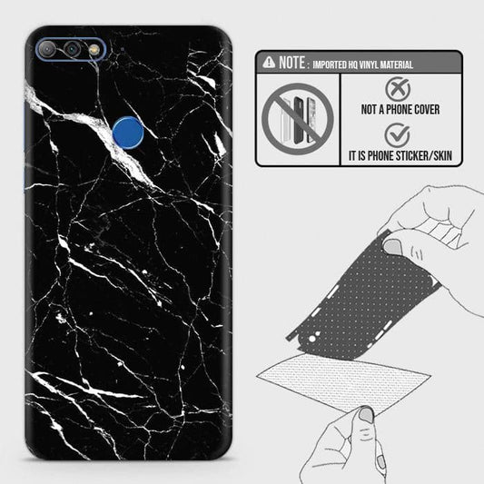 Huawei Y7 Prime 2018 / Y7 2018 Back Skin - Design 6 - Trendy Black Marble Skin Wrap Back Sticker